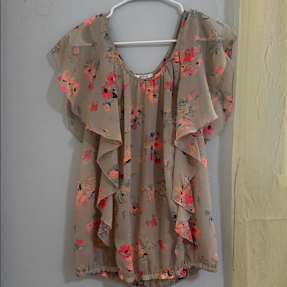 Marisol Floral Blouse with Ruffle Accents